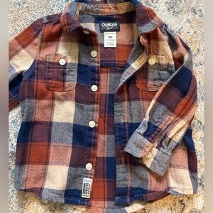 Boys button up flannel , Oshkosh , size 18 months
